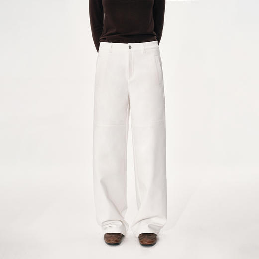 NUTH 白色拼接宽松显瘦直筒休闲裤女 商品图5