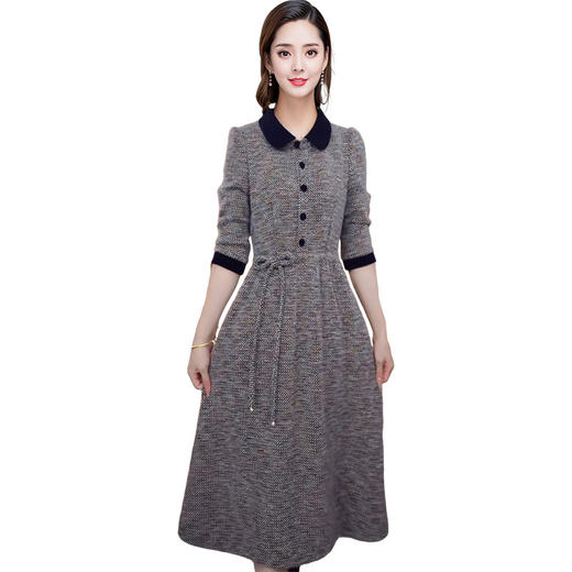 QYM 25PB55-Y连衣裙针织厚款保暖中长款A字裙 商品图4