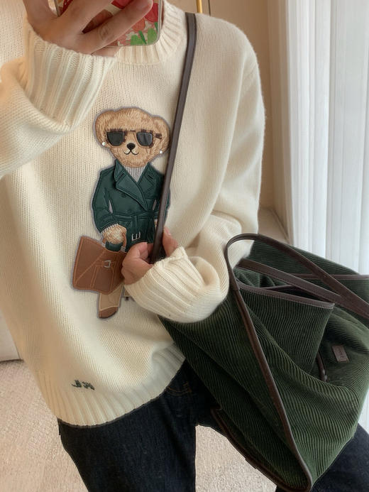 1015-6 亲戚工厂 一手渠道货 RL紫标小熊毛衣 羊毛羊绒混纺 敲美的 商品图12