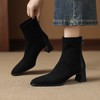 【预售5天】复古风百搭高跟短靴女秋冬新款方头时尚拼接粗跟时装靴瘦瘦靴AJ&JL-838 商品缩略图4
