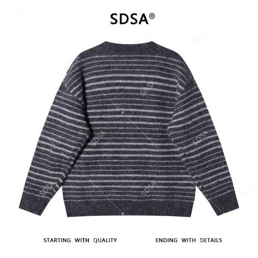 SDSA男士秋冬新款痞帅男装潮牌简约撞色条纹圆领针织衫毛衣百搭 商品图5