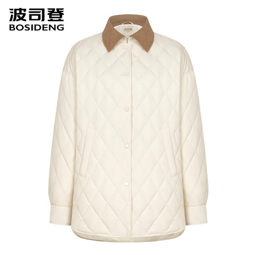 波司登轻薄羽绒服女2025新款时尚复古巴恩风衬衫领外套B250135334 商品图0