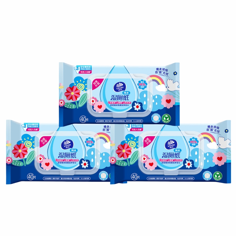 Vinda维达 湿厕纸巾40片*3包(新旧款式随机) VJDBASC0-3B