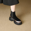 【预售5天】复古风拼接厚底短靴女秋冬新款圆头小个子粗跟切尔西烟筒靴女KLS&S1182 商品缩略图1