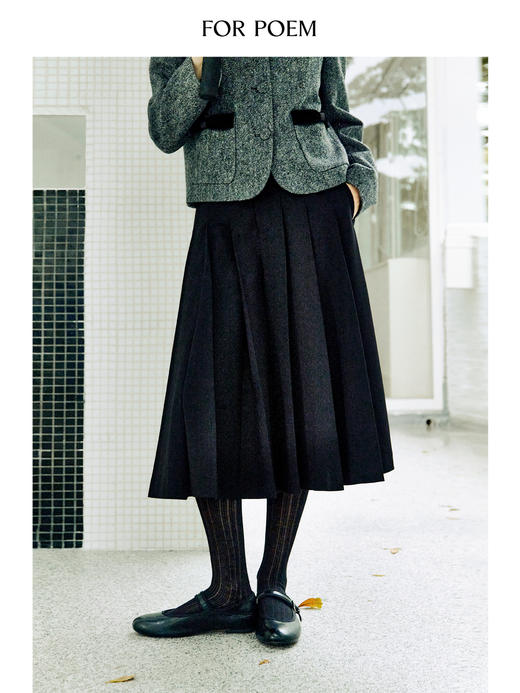 ForPoem 现货 25/FW原创设计复古褶裥西装阔腿裙裤百搭直筒休闲中裤 商品图2