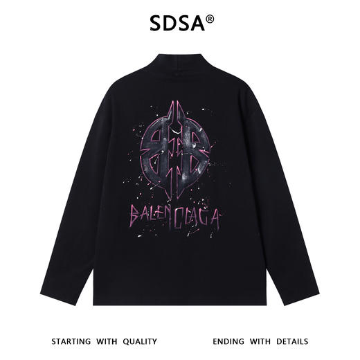 T4887SDSA秋冬新款痞帅男装美式撞色印花字母半高领长袖T恤时尚休闲 商品图5