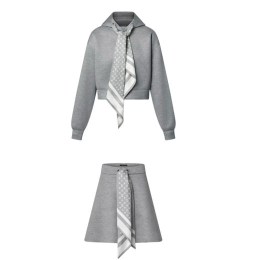 L-H 领巾灰色连帽卫衣/半裙 商品图0