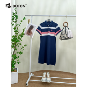 波顿女士条纹翻领POLO短袖连衣裙LD231222