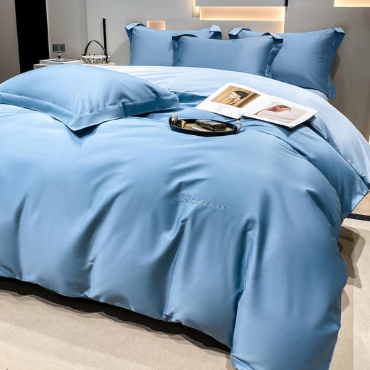 晚安家纺 净界长绒棉臻品四件套蓝200*230cm WA004 商品图2