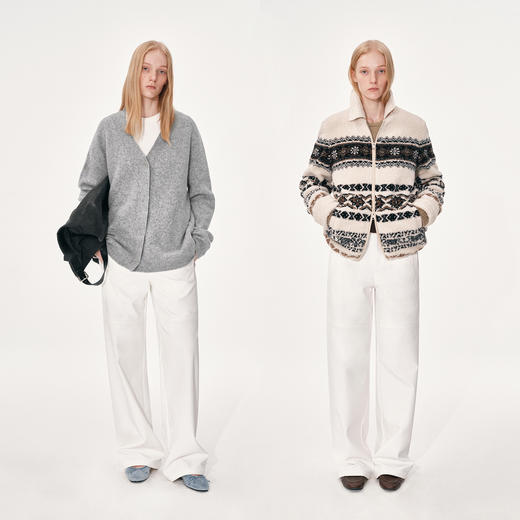 NUTH 白色拼接宽松显瘦直筒休闲裤女 商品图1