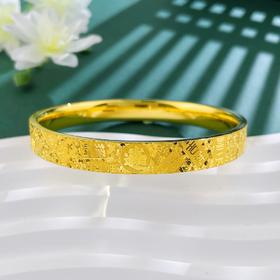 【限时克减150元】足金999.9 #招财进宝 #CNC 空心固口碎冰冰吉言手镯平安喜乐碎碎冰方镯（面宽约7.8-8.2mm）(ANWSZ00052-2),(预售产品下单后不退款不退货不换货不补差价)