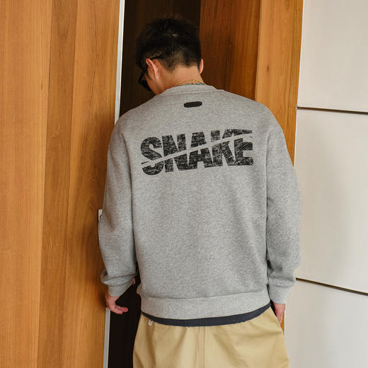 徐太浪【擦色 字母印花】灰色大码卫衣男秋季男装高级感内搭上衣 商品图0