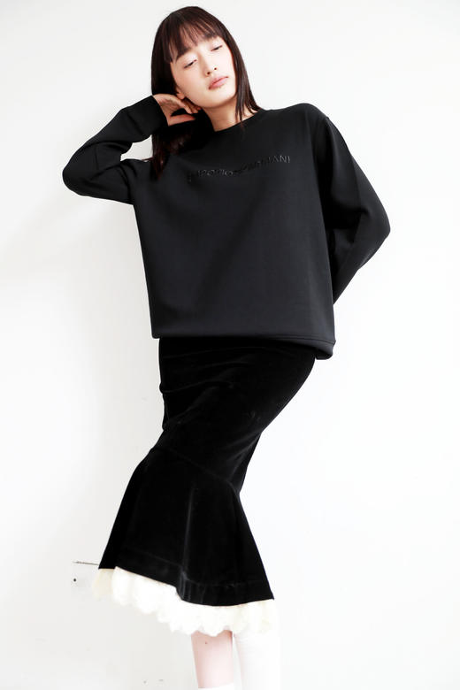 横标重工刺绣，字母提花卫衣。正肩纯色宽松长袖卫衣外套C101566 商品图0