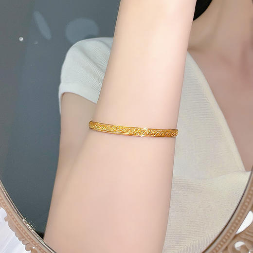 【限时克减150元】足金999 #绕线 （足金999字印）5G黄金空心开口浮光掠影麻花纹金丝编织手镯可调节链镯(5GSZ00115),(预售产品下单后不退款不退货不换货不补差价) 商品图3
