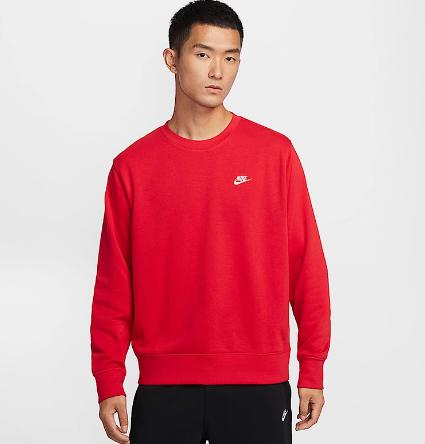 【耐克】B座5楼 Nike耐克男子针织毛圈经典刺绣小标套头衫圆领红色卫衣FN3889-657 商品图0