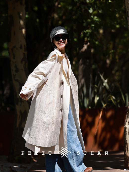 寂静的河流 棉麻混纺提花肌理感H版廓形长马甲 商品图3