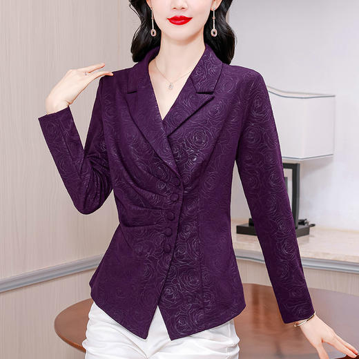 雀说弹力压花工艺小西装外套设计感不规则职业上衣AL3305 商品图1