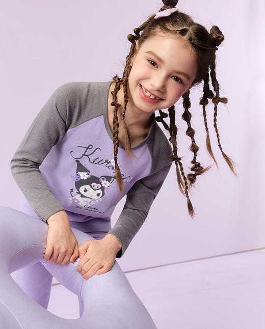 【春上新】8楼爱慕儿童Aimer Kids女孩25AW暖阳酷洛米花语双层圆领长袖AK172J822，吊牌价499元 商品图4