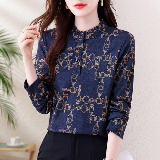 澳绒加厚保暖减龄休闲，百搭立领打底衬衫小衫KQL-458H3636 商品图0