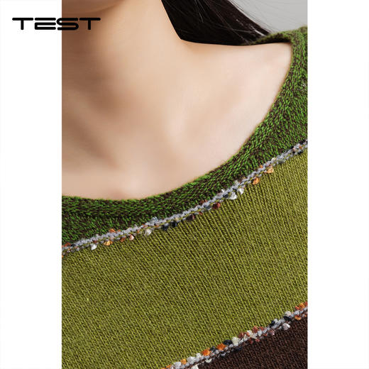 冬上新轻奢质感绿棕撞色柔软精致毛衣1254037 商品图2