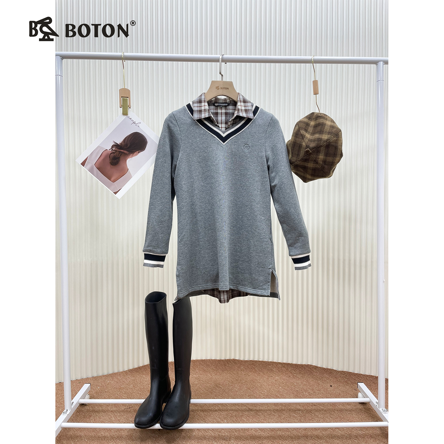 【第2件半价！尾货清仓不退换】波顿女士长款卫衣LT216516