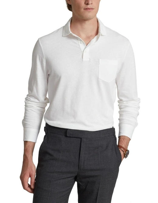 R.L 复古水洗做旧 翻领全棉针织长袖POLO衫 CX229 商品图1