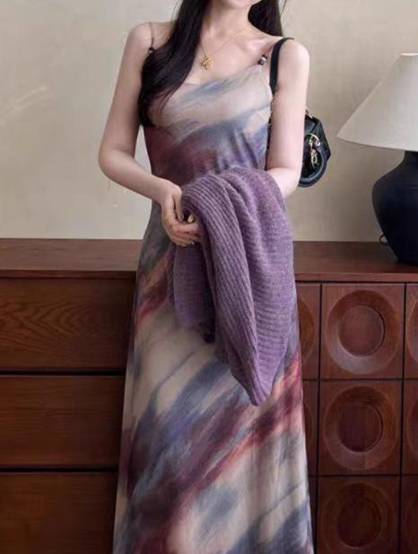 【门店同款】ENJOY秋季“光阴序语”东方紫霞晕染长裙 164747784 商品图2