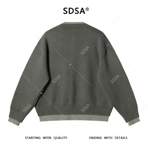 72111SDSA男士秋冬新款痞帅男装极简风撞色拼接假两件毛衣开衫针织衫 商品图5