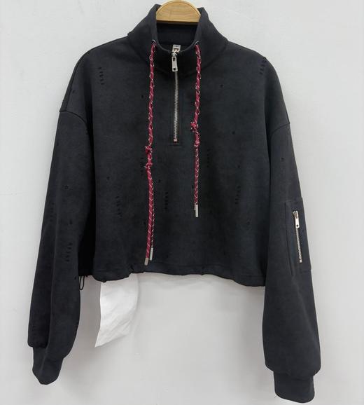 NC立领撞色抽绳短款长袖卫衣50704（黑）秋季 253012120321 商品图0