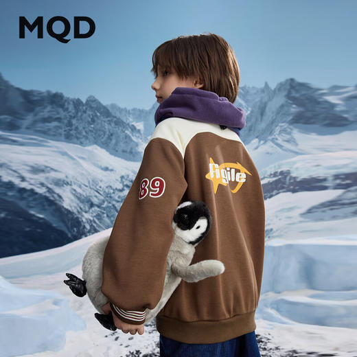 【MQD】冬季男大童复古学院风休闲运动棒球领外套 商品图1