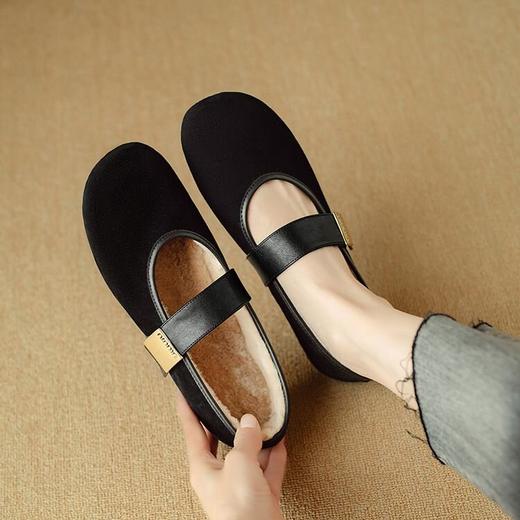 【预售5天】全真皮磨砂羊皮一字带玛丽珍鞋，圆头浅口单鞋平底舒适小皮鞋NJMK&K1205M-1 商品图0