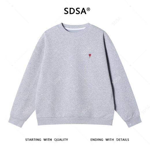 SDSA秋冬新款痞帅男装极简风刺绣爱心圆领卫衣百搭时尚套头上衣 商品图1