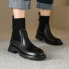【预售5天】秋冬巨好看洋气牛皮毛线筒马丁靴女英伦风中跟粗跟短靴女XMV&H315 商品缩略图0