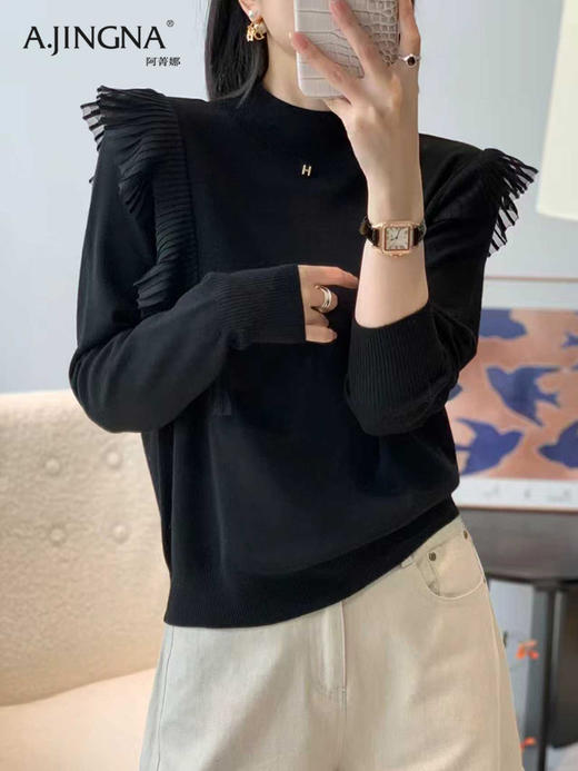 【优雅知性】阿菁娜设计感荷叶边温婉羊毛针织衫F30D302005 商品图4