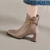 【预售5天】7CM牛皮！时尚皮带锁扣粗跟短靴女新款方头高跟瘦瘦靴女秋冬YS&YSX4084 商品缩略图0