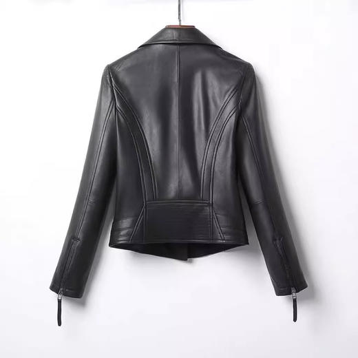 丁摩短款真皮皮衣真皮绵羊皮修身机车款外套AL9807 商品图3