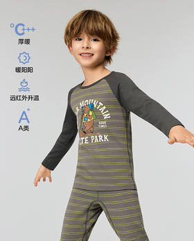 【春上新】8楼爱慕儿童Aimer Kids男孩25AW暖阳露营时光单层圆领长袖AK272J811，吊牌价399元