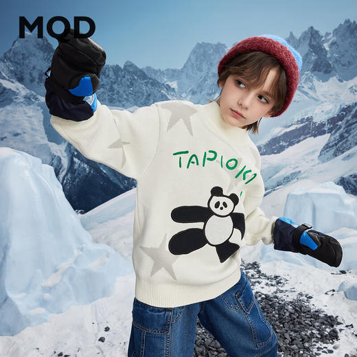 【MQD】男大童冬季卡通五角星保暖半高领毛衣 商品图0