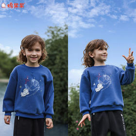 棉果果冬季新品男童复合奥利绒保暖加绒圆领套头卫衣M412180425746