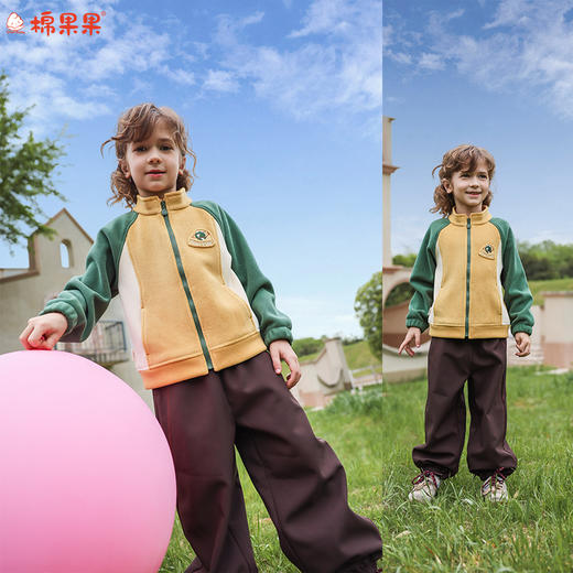 棉果果冬季新品男童奥利绒保暖加绒拼色双面绒外套M412100425752 商品图0