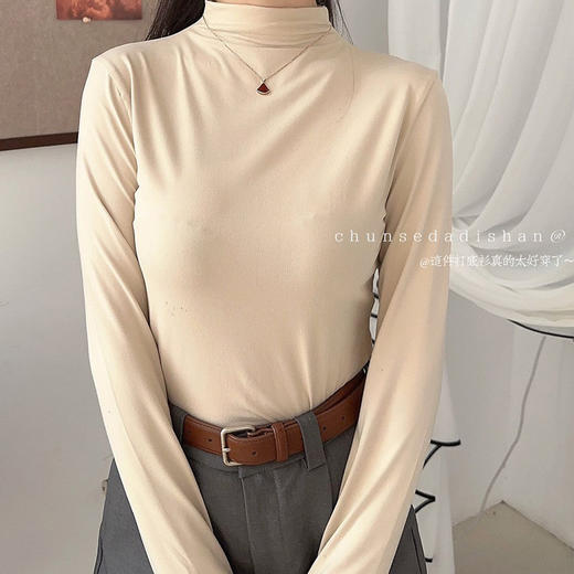 【买一送一】椰油美肤衣简约又高级 椰油八色半高领面膜打底衫莫代尔亲肤高弹修身长袖面膜衣秋冬打底内搭体恤衫 商品图10