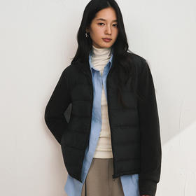 小轻绒摇粒绒羽绒拼接外套/马甲