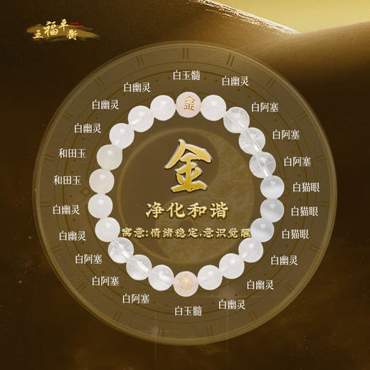 【祈愿吉品】木火土金水 - 五福平衡互济水晶手链 木火土金水 （已搭配和谐，分男女款一定注意！） 商品图3