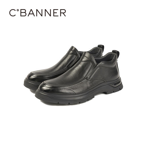 千百度冬季男鞋柔韧牛皮帮面商务休闲A25525673 商品图4