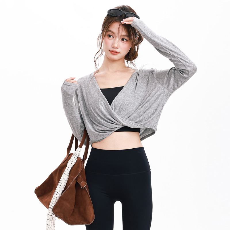 跃牌【禅语梵心】新品纽结天丝显瘦上衣女健身服跑步瑜伽长袖训练运动T恤罩衫CX8091