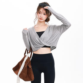 跃牌【禅语梵心】新品纽结天丝显瘦上衣女健身服跑步瑜伽长袖训练运动T恤罩衫CX8091