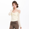 跃牌【禅语梵心】露肩网纱蝴蝶结瑜伽服长袖跑步速干运动文胸一体杯健身服上衣CX3425 商品缩略图2