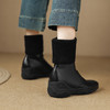 【预售5天】秋冬季坡跟软皮短靴女新款加绒毛线口中筒靴子方头休闲保暖女靴LD&7513 商品缩略图4