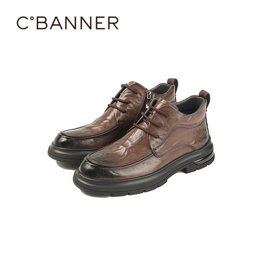 千百度冬季男鞋软面抓花牛皮鞋面商务正装A25560561 商品图4