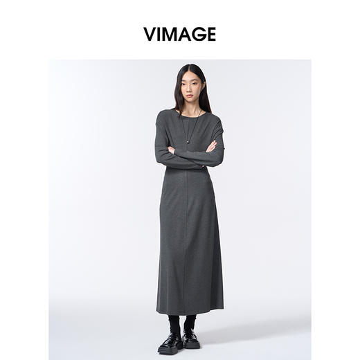 VIMAGE纬漫纪收腰显瘦秋冬新款连衣裙长裙V2407109 商品图3